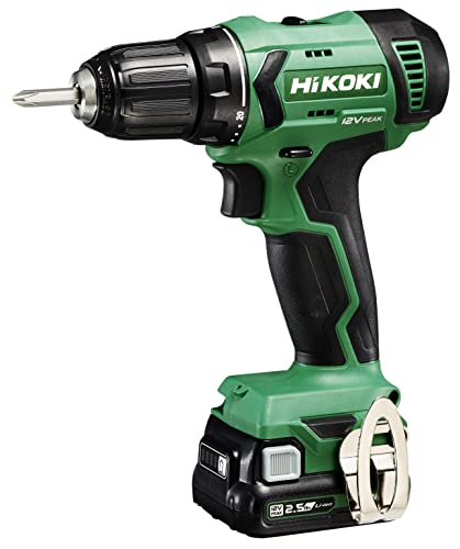 Hikoki Hik-Ds12Dawfz-Mandrino Trapano Avvitatore A Batteria 12V 10Mm 38Nm Con 2 Batterie 2,5 Ah Caricabatterie E Valigetta, 1 V, Nero, 3/8_Pollice
