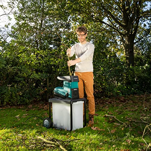 Vonroc Cippatrice Legno - Trituratore Da Giardino - 2800W - Motore Silenzioso | Con Contenitore Di Raccolta Da 60L