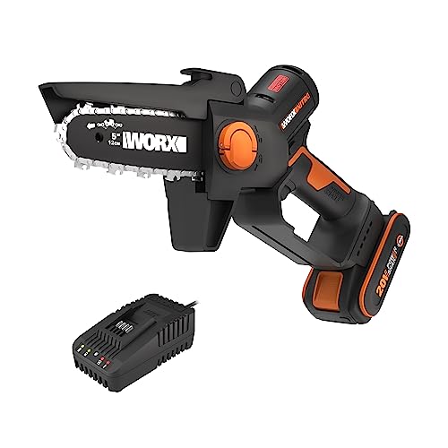 Worx Nitro Mini Motosega Potatore A Batteria Wg325E, Motore Brushless, Lubrificazione Automatica, Leggera E Compatta, Motosega Elettrica, Powershare 2