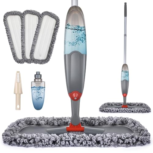 Scopa Lavapavimenti A Spruzzo, Domi-Patrol Scopa Con Spruzzino Lavapavimenti Con 635Ml Flacone E 3 Panni In Microfibra, Spray Mop Lavapaviment Per Cas
