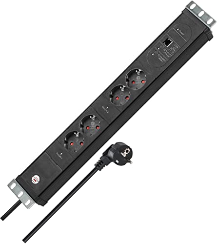 Brennenstuhl 1156057984 Premium Web-Line V3-Ciabatta Internet A 4 Prese Con Master Slave E Connettore Lan (3 M Cavo – 19", Made In Germany, Colore: Ne