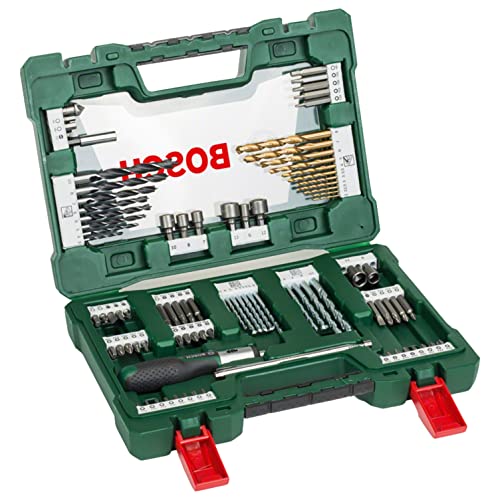 Bosch Accessories Set Da 91 Pezzi Di Punte E Bit V-Line In Titanio, Per Legno, Pietra Metallo, Incl. Cacciavite A Cricchetto Bacchetta Magnetica, Acce