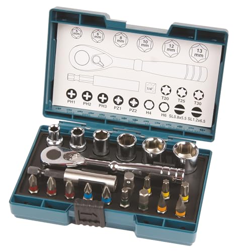 Makita B-54081 - Set Punte + Cricchetto (21P), Nero