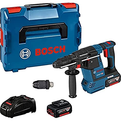 Bosch Professional 18V System Martello Perforatore A Batteria Gbh 18 V-26 F (Incl. 2 Batt. Da 5,0Ah, Caricabatteria Rapido Gal 1880, Mandrino Autoserr