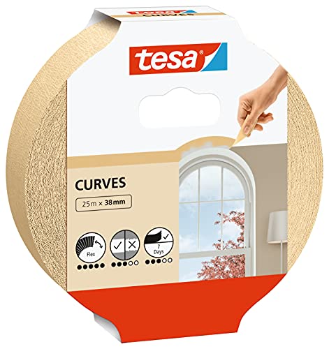 Tesa Nastro Per Mascherature Curve, Nastro Adesivo Extra Forte Con Increspature Per Mascherare Curve E Forme Irregolari, Per Superfici Ruvide E Lisce,