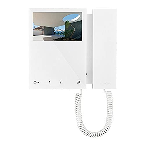 Comelit 6701W Monitor A Colori Mini Con Cornetta, Sistema Simplebustop, Bianco