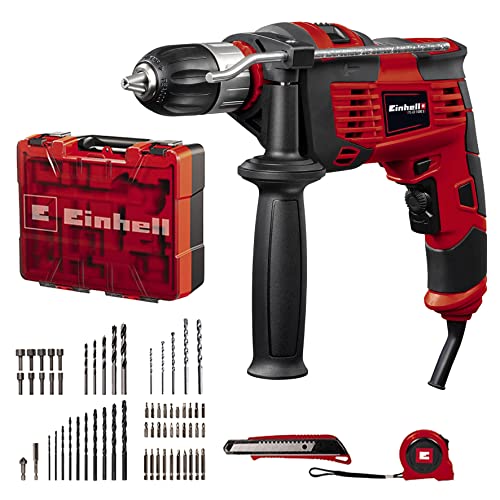Einhell Set Trapano A Percussione Tc-Id 1000 E Kit +64 (1010 W, Regolazione Giri Elettronica, Mandrino Autoserrante Da 13 Mm, N. Percussioni 48.000 Mi