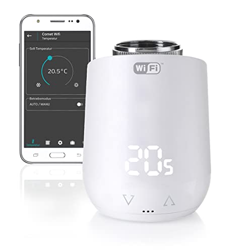 Eurotronic 700200 Comet Wifi 2021 Termostato Per Radiatori (Riscaldamento Tramite Wlan, Risparmio Sui Costi Di Riscaldamento, Regolazione Flessibile D