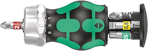 Wera 05008883001 Kraftform Kompakt Stubby Magazin Ra 1, Giravite A Cricchetto Stubby Con Caricatore Di Bit, 6 Pezzi