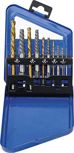 Extractores De Tornillos Y Juego Taladros De Corte De Izquierda | Hss | Titanio-Nitrurado | 2-7,5 Mm | 10 Piezas