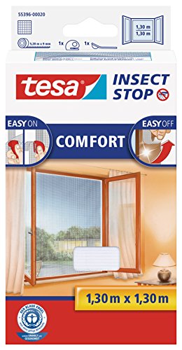 Tesa Insect Stop Hook & Loop Comfort Zanzariera Per Finestre, Con Nastro Adesivo A Strappo, Rimovibile Senza Lasciar Tracce, Lavabile E Riutilizzabile