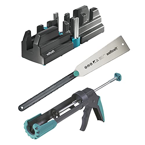 Wolfcraft Kit Di Successo "Fissaggio Dei Battiscopa" I 6977000 I Set Completo Composto Da Rapportatore Angolare E Tagliacornici, Sega Giapponese E Pis