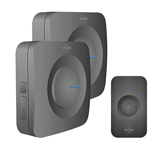 Elro Db3000 Set Di Campanello Senza Fili - Con 2X Ricevitori Alimentati A Batteria - Nero