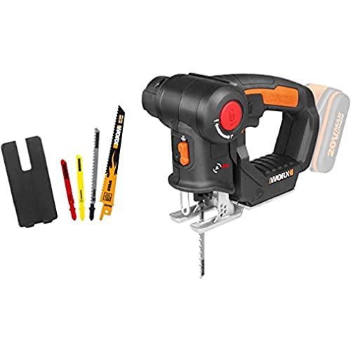 Worx Wx550.9 Seghetto Alternativo Combinato A Batteria 20V, Testa Girevole, 3.000 Giri/Min, Power Share Dispositivo Di Base - Solo Corpo Macchina