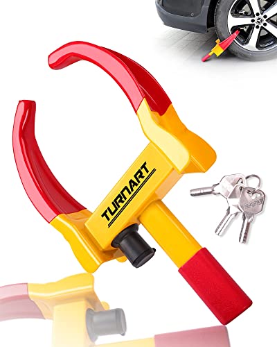 Turnart Antifurto Blocca Routa Alta Sicurezza, Universale, Regolabile, Auto, Rimorchi, Roulotte (Giallo/Rosso)