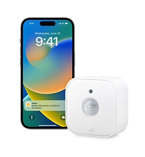 Eve Motion - Sensore Intelligente Di Movimento E Luce, Per Interni Ed Esterni, Pronto Per Il Futuro Con Matter & Thread, Compatibile Con Apple Homekit