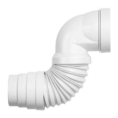 Wirquin 70718863 - Tubo Wc Angolato Adattabile A Quasi Tutti I Wc Da Appoggio Con Corpo Estensibile Da Incollare, Bianco