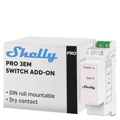 Shelly Pro 3Em Add-On, Componente Aggiuntivo, Wifi, Wlan, Bluetooth, Barra Din, Scenari Personalizzati, Misurazione Consmi Elettrodomestici, Circuiti