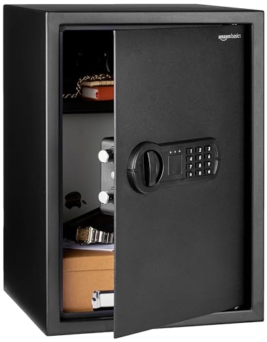 Amazon Basics Cassaforte Per Uso Domestico, Serratura A Combinazione Elettronica, 50 Litri, Nero