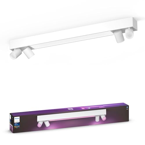 Philips Hue White And Color Ambiance Centris, Plafoniera Smart Led Integrato, 4 Faretti Laterali Orientabili, Bluetooh, Bianca