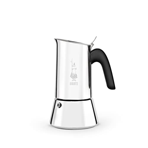 Bialetti Caffettiera New Venus 6 Tazze, Manico Anti Scottatura, Adatta A Induzione, 6 Tazze (235 Ml), Acciaio 18/10, Argento, 13 X 11 X 21.5 Cm 540 G