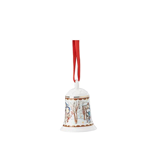 Hutschenreuther - Campana Natalizia,Collezione 2021, Dimensioni: 7 Cm, In Porcellana, Multicolore, Natale