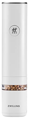 Zwilling Enfinigy Macina Spezie Elettrico Per Sale E Pepe Con Macinino In Ceramica E Luce Led, Ricaricabile Via Usb, Bianco