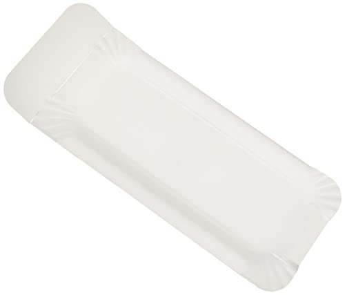 Papstar Pure 11030 250 - Piatto Rettangolare In Cartone, 8 X 21 Cm, Bianco, Con Linguetta Per Fissaggio