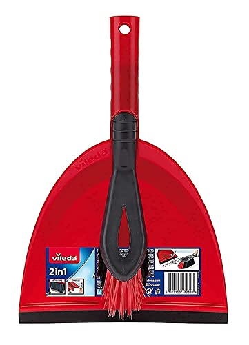 Vileda 2 In 1 Paletta Con Scopino, Spazzola Con Due Tipi Di Fibre, Per Polvere, Aderente Al Pavimento, 25 X 35 X 14.1 Cm