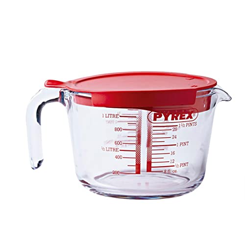Pirex 7082 Misura Graduato Lt1 Con Coperchio, Vetro, Trasparente