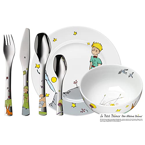 Wmf Set Posate Bimbini Il Piccolo Principe In Acciaio Inox 18/10 Cromargan, Set 6 Pezzi Con Tazza, Piatto, Coltello, Forchetta, Cucchiaio E Cucchiaino