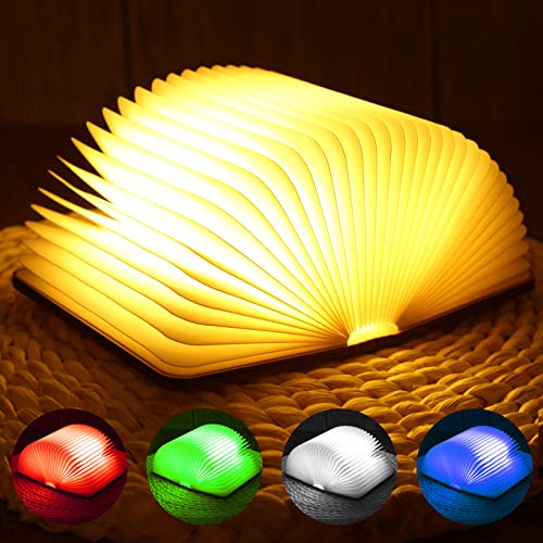 Lampada A Forma Di Libro Led Pieghevole In Legno 5 Colori Rgb, Wooden Book Lamp Usb Ricaricabile, Magnetico, Notturna, Luci Booklight Decorazioni Casa