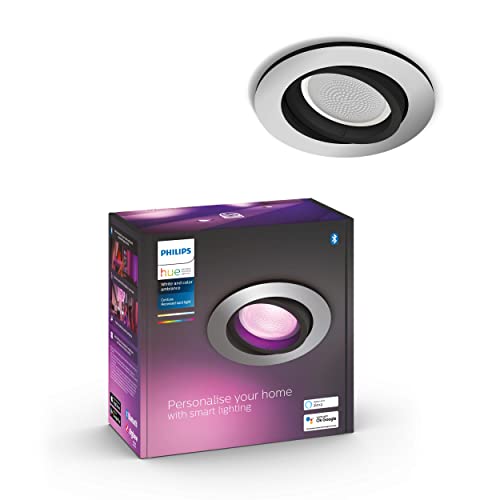 Philips Hue White And Color Ambiance Centura, Faretto Ad Incasso Smart, Base Rotonda, Bluetooh, 6 W, Alluminio