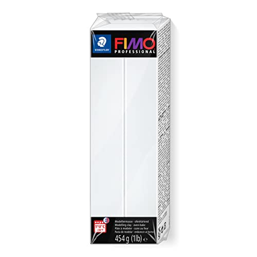 Rayher 34448102 Pasta Modellabile Termoindurente Fimo Professional, Panetto Grande Da 454G, Colore Bianca