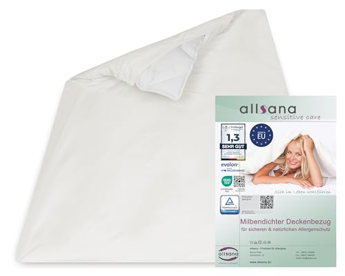 Allsana Copripiumino Con Allergie, 155 X 220 Cm, Biancheria Da Letto Anallergica, Antiacari, Antiacari Per Persone Allergiche Alla Polvere, Lunghezza