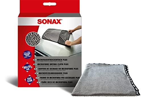 Sonax Panno Asciutto In Microfibra Plus (1 Pezzo) In Grande Formato Per Un'Asciugatura Perfetta E Senza Aloni Dei Veicoli, Art. N. 04512000, Bianco