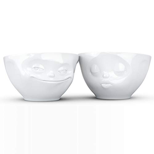 Fiftyeight - Set Di 2 Ciotole Piccole, Motivo Facce: Bacio E Smorfia