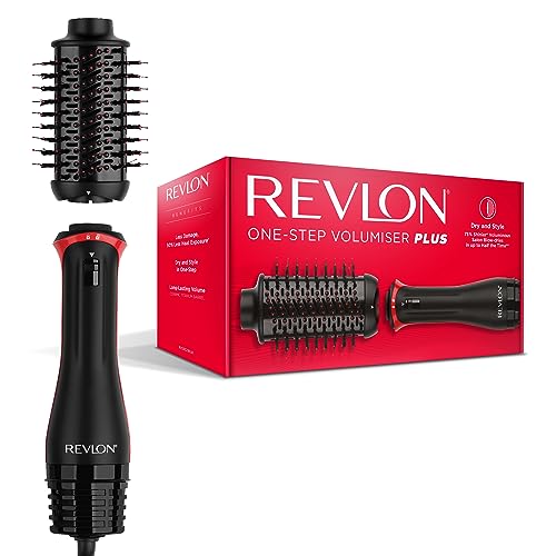 Revlon One-Step Volumiser Plus (Spazzola Staccabile, Rivestimento In Ceramica Di Titanio, Setole Miste Con Punte A Sfera Al Carbone Attivo, Tecnologia