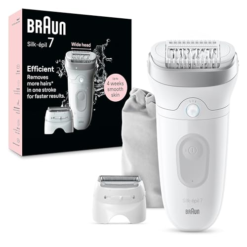 Braun Silk-Épil 7 Depilatore Donna, Epilatore Elettrico Donna Con Testina Ampia Per Una Epilazione Semplice, Wet & Dry, Pelle Liscia A Lungo, 7-041, B