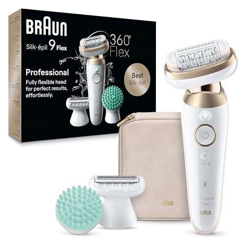 Braun Silk-Épil 9 Flex Depilatore Donna, Epilatore Elettrico Donna Con Testina Flessibile A 360° Per Epilazione Semplice, Wet & Dry, Pelle Liscia A Lu