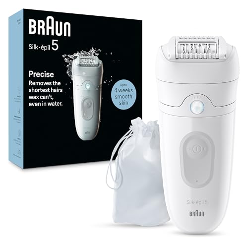 Braun Silk-Épil 5 Depilatore Donna, Epilatore Elettrico Donna Per Una Epilazione Semplice, Wet & Dry, Pelle Liscia A Lungo, 5-011, Bianco/Grigio