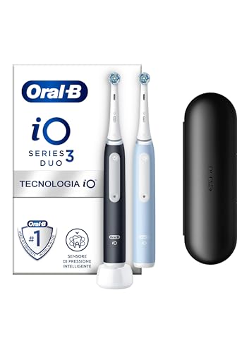 Oral-B Spazzolino Elettrico Ricaricabile Io 3N, Sensore Di Pressione, Timer Anello Luminoso, 3 Modalità Di Spazzolamento, 2 Testine, 2 Spazzolini, 1 C