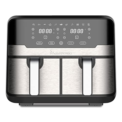 Masterpro Rocket Duo 900 | Friggitrice Senza Olio Doppia | Nero | Capacità Da 9 L E 2100 W Di Potenza | Schermo Led Touch E Cestello Antiaderente | Fr