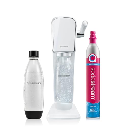 Sodastream Art Bianco, Gasatore D’Acqua Per Trasformare L’Acqua In Acqua Frizzante, Incluso Cilindro Contente Co2, 1 Bottiglia Da Un Litro, 18.4 X 29