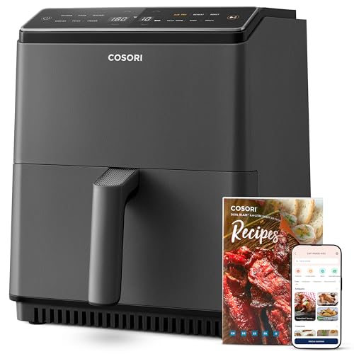 Cosori Friggitrice Ad Aria, Air Fryer 6,4L (1,8Kg), Forno Elettrico, Doppia Resistenza, Connessione Wifi, 12 Funzioni Preimpostate, Libro&App Ricette,