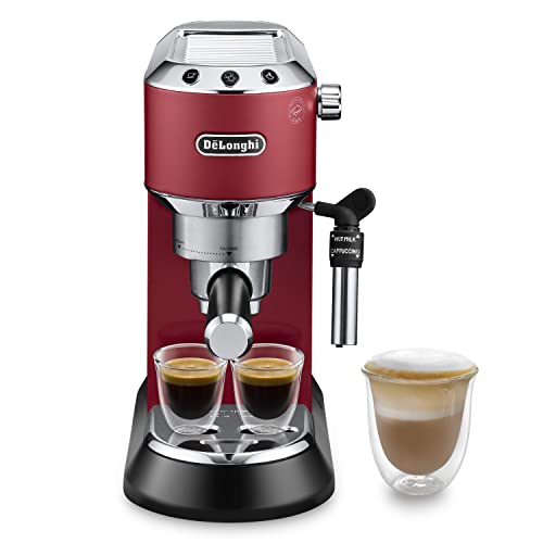 De'Longhi Dedica Ec685.R Macchina Da Caffè Espresso Manuale E Cappuccino, Caffè In Polvere O In Cialde E.S.E., Spegnimento Automatico, Serbatoio Estra