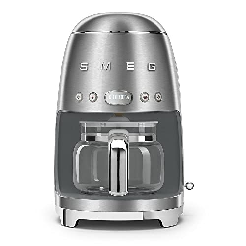 Smeg, Macchina Da Caffè Filtro Dcf02Sseu, Funzione Aroma E Autostart, Caraffa In Vetro Fino A 12 Tazze, 2 Livelli Di Intensità, Modalità Keep Warm, 10