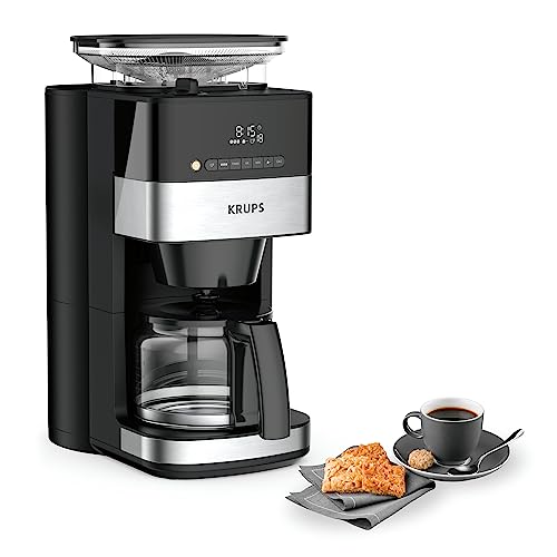Krups Km8328 - Macchina Da Caffè Con Macina | Timer 24 Ore | Contenitore Per Fagioli Da 180 G | Capacità 1,25 L Per Fino A 15 Tazze Di Caffè | Funzion