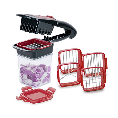 Genius Nicer Dicer Quick Xxl A27165 - Set Di 7 Tritatutto Con 3 Inserti Intercambiabili E Contenitore Di Raccolta Da 320 Ml In Formato Manuale, 30 Cub