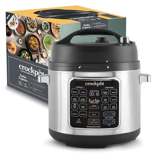 Crock-Pot Turbo Express Multicooker 5.6L, 6 Persone,Programmabile,14 Funzioni Pre-Impostate,Cottura A Pressione, Vapore,Slow Cooker,Rosolatura,Sous Vi